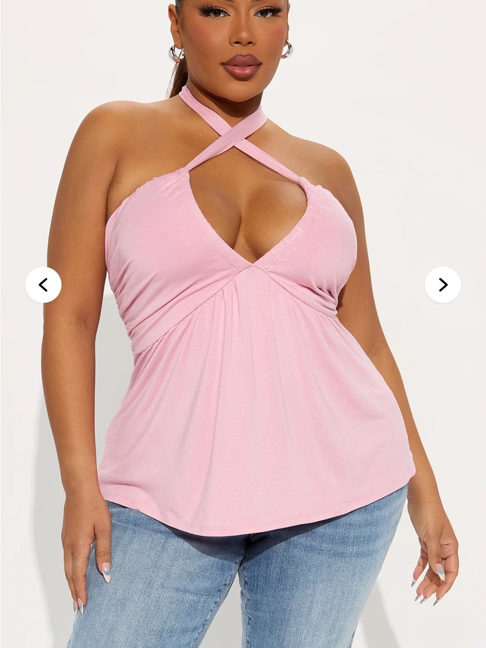 Fashion Nova Crisscross Halter Camisole in Light Pink
